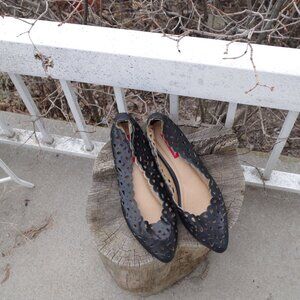 Black Leather Ladies Flats By Uniobay